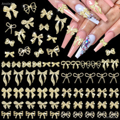 AnoleAir lazos dorados para uñas 3D con brillo para diseños glamorosos.