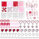 Adornos Anower corazones 3D para uñas, ideal para acentos románticos en manicura.