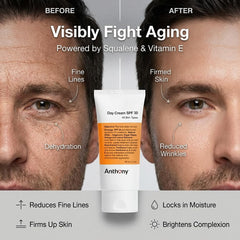 Anthony Crème Jour SPF30 — texture légère qui pénètre rapidement sans film gras.