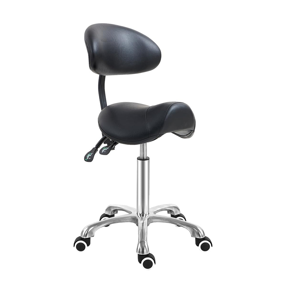 Antlu taburete ergonómico con apoyo de espalda, ideal para mantener una postura cómoda.