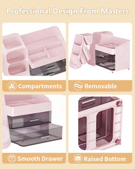 Anylady organizador belleza cajones rosados optimiza espacios de cosméticos y herramientas