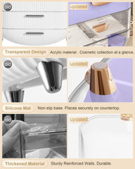 Anylady organizador maquillaje tapa transparente morada, permite ver lo que hay dentro.