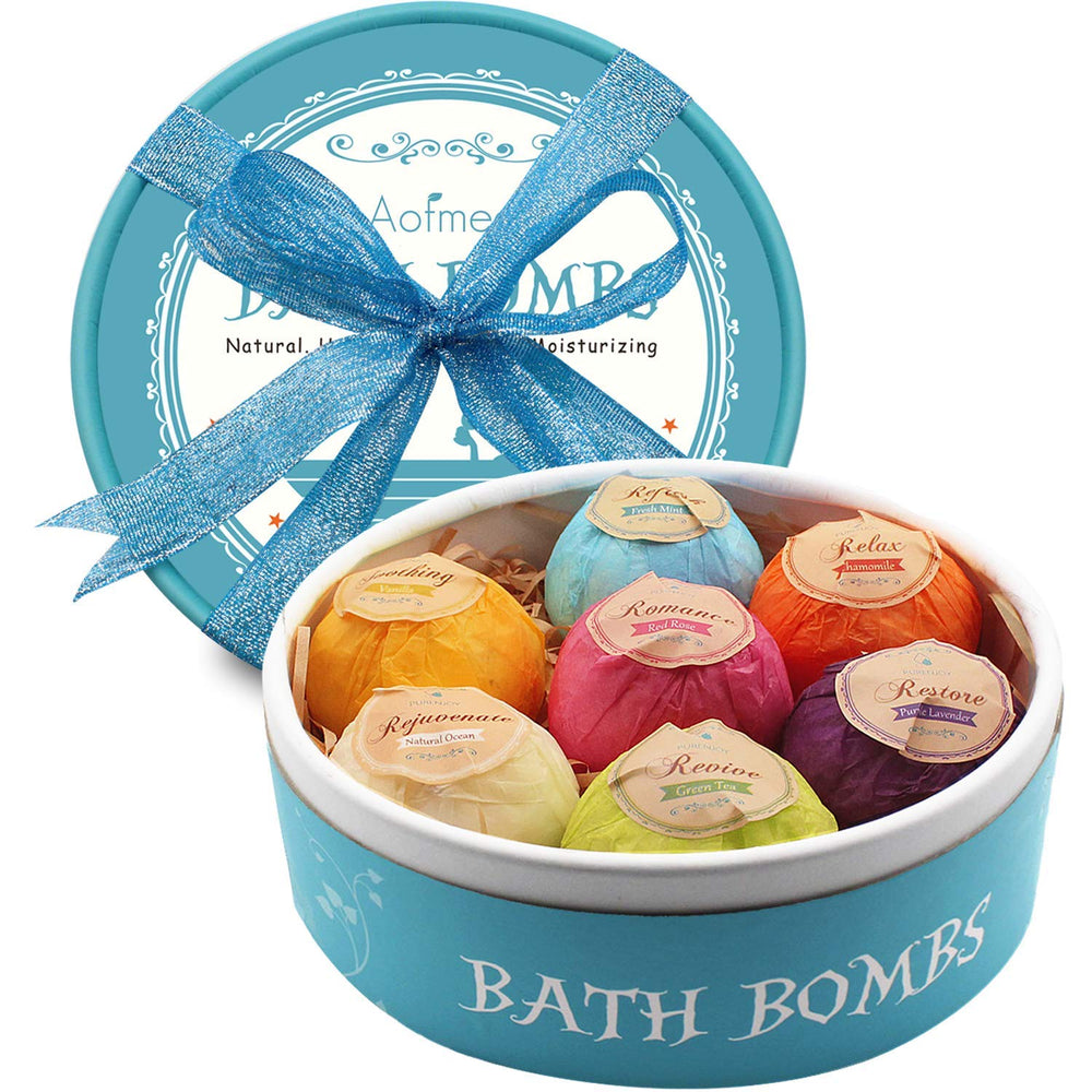 Bomba de baño Aofmee: set de 7 piezas para regalo elegante y spa en casa.