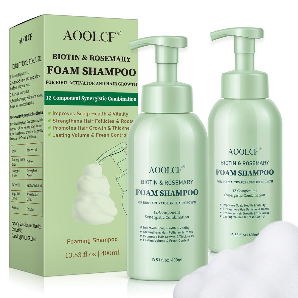 AOOLCF Biotina y Romero: champú para cabello, enfoque en crecimiento y densidad.