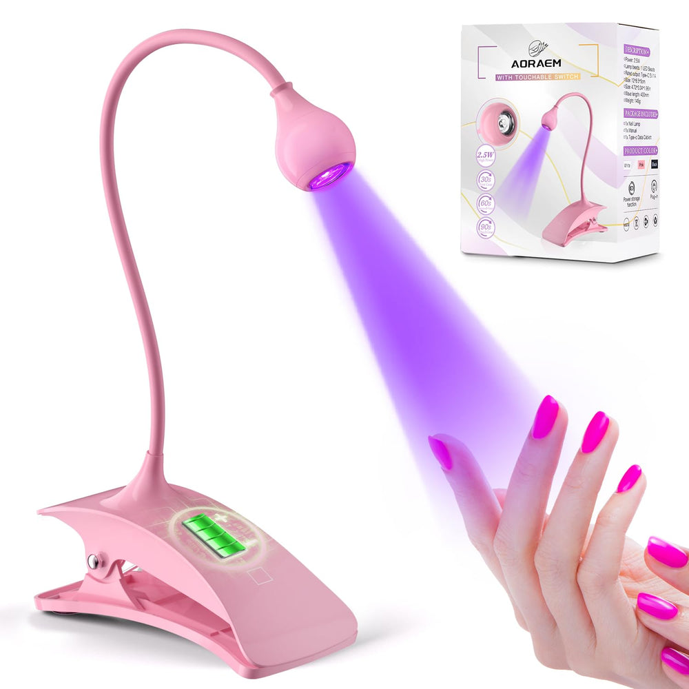 Lámpara UV AORAEM para uñas, inalámbrica y portátil para secado rápido en casa.