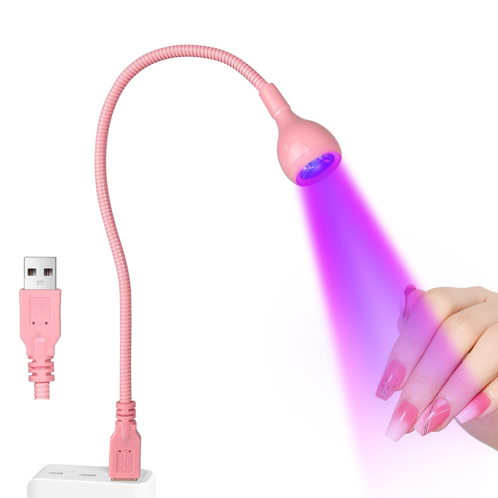 Lámpara UV AORAEM con cuello-pato rosa para uñas gel, iluminación suave.
