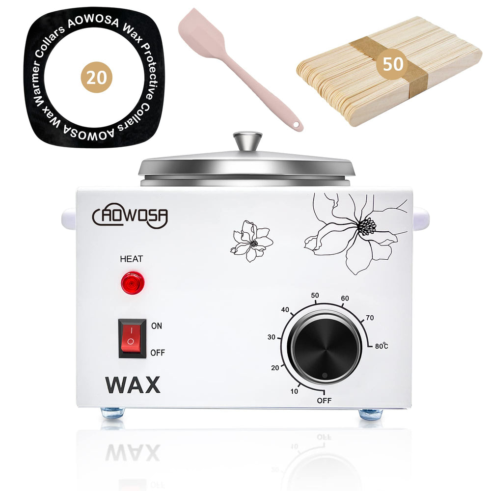 AOWOSA, recipiente de cera profesional en uso, calienta rápido para sesiones de salón.