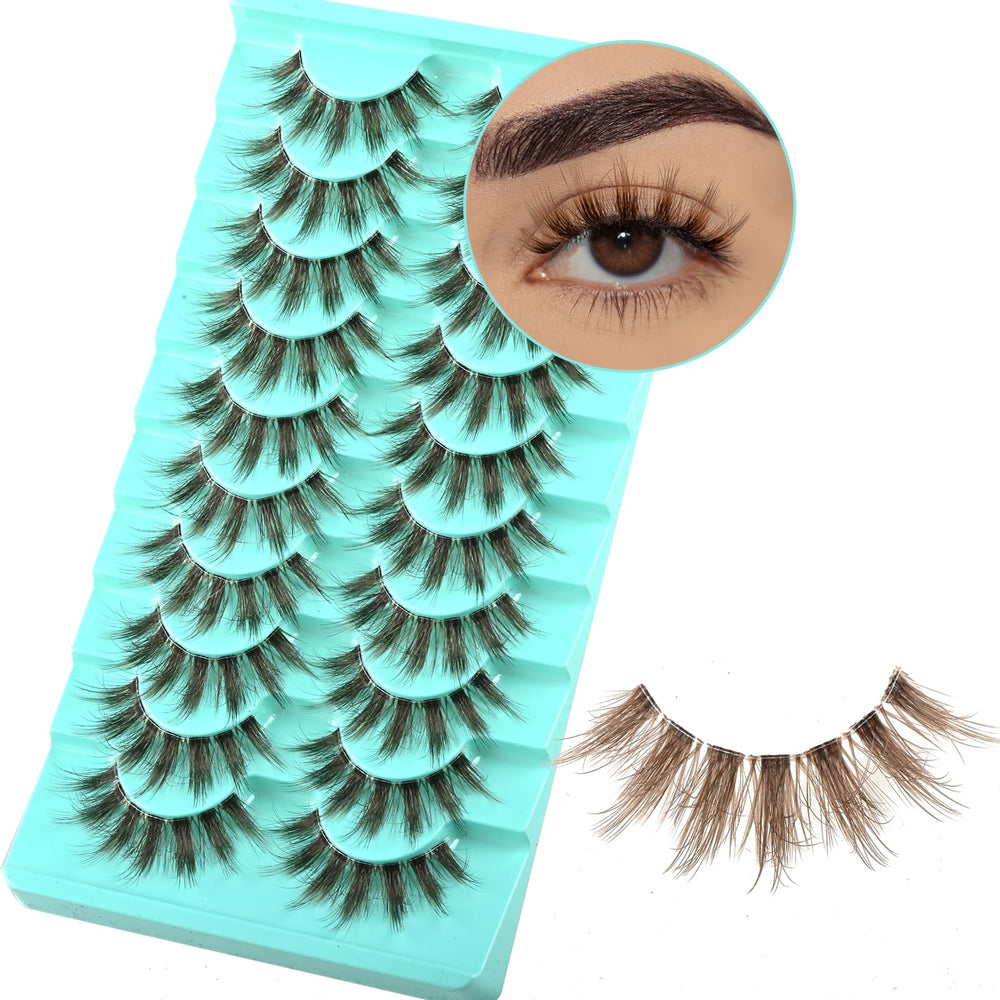 Pestañas APCYUST marrón visón sintético de 11 mm para un look natural.