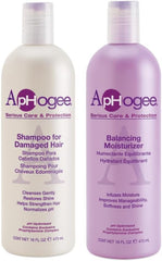 Aphogee champú para cabello dañado y acondicionador equilibrante, brillo y elasticidad.