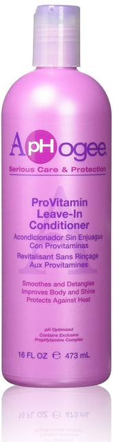 Aphogee ProVitamin Leave-In, botella de 16 oz para cuidado capilar diario sin enjuague.