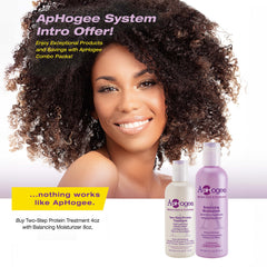 Aphogee textura cabello sedoso ofrece control y brillo natural.