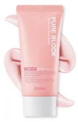 A'PIEU Pure Block Tone Up Base, botella de 50 ml, tono natural para unificar piel