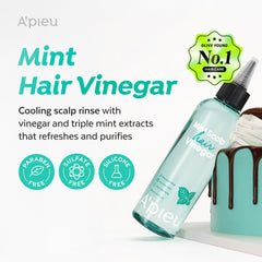 A’PIEU Mint Hair Vinegar: etiqueta de menta para una experiencia fresca y sensorial.