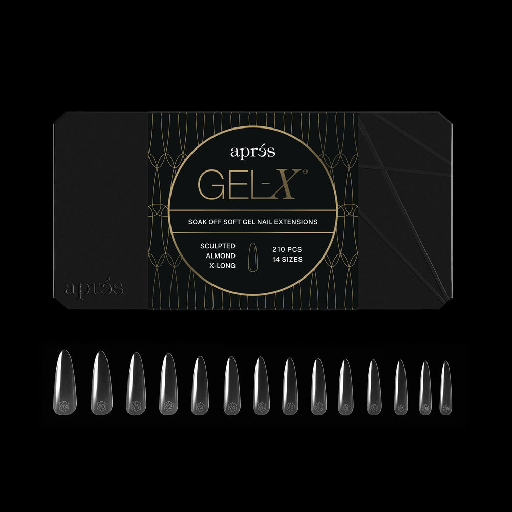 APRÉS Gel-X Amande — embouts souples pour une pose rapide et durable.
