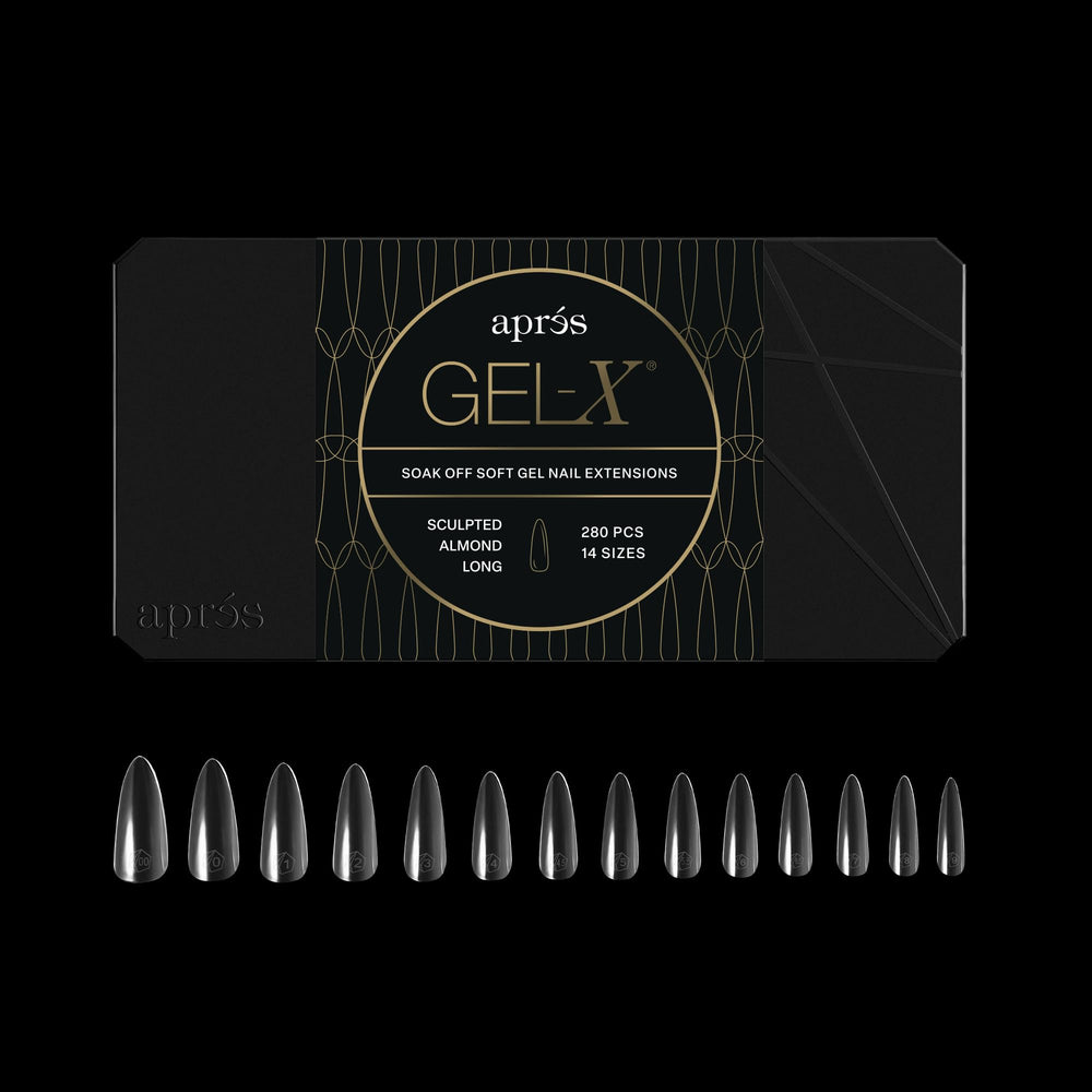 Puntas APRÉS Gel-X en forma de almendra dentro de la caja de 280 para múltiples longitudes