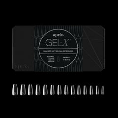 APRÉS Gel-X puntas coffin, base delgada para acabado suave y menor limado.