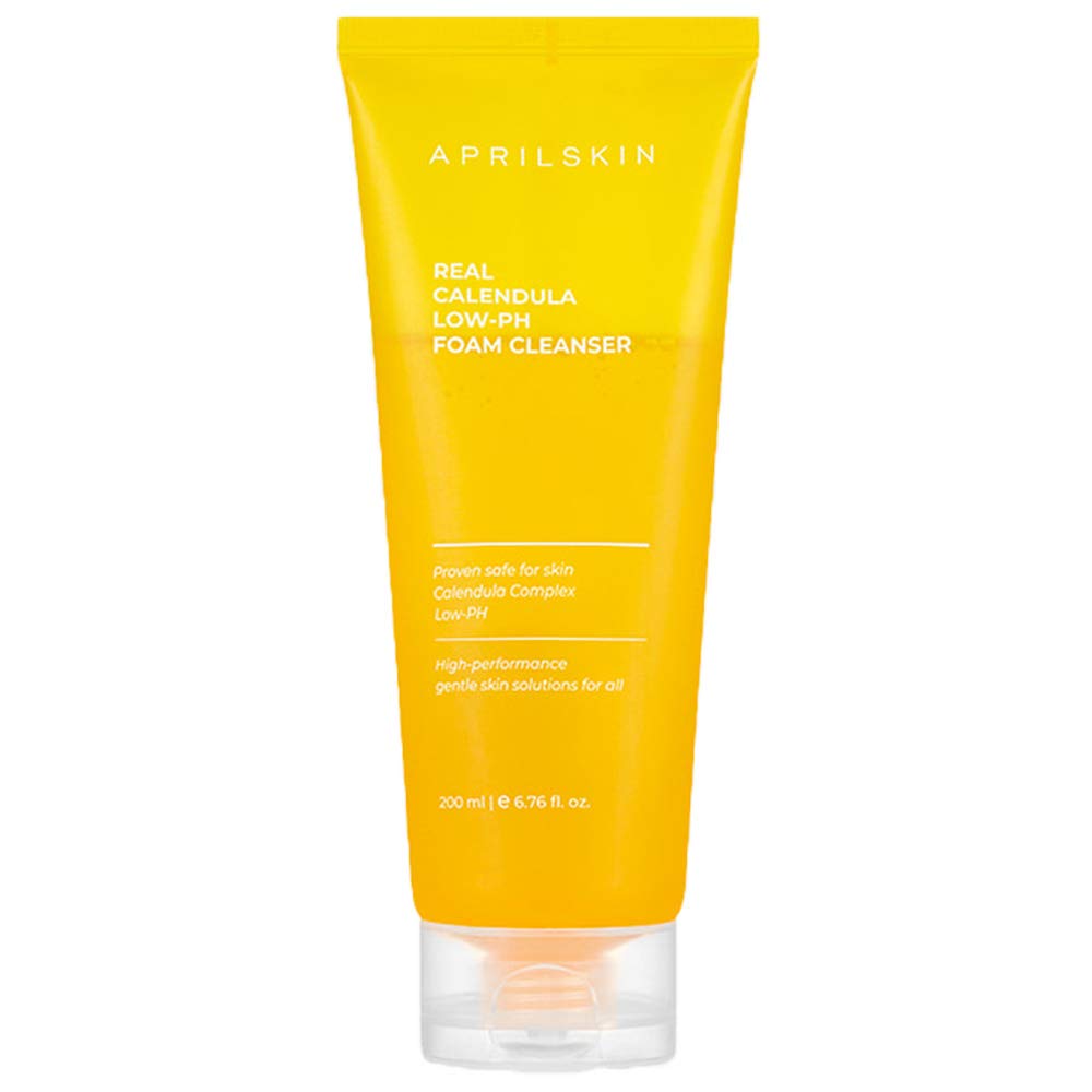 APRILSKIN Calendula: botella frontal para limpieza suave en piel sensible.