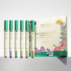 APUREE set de aceites de corte puro de 6 piezas para uñas cuidadas.