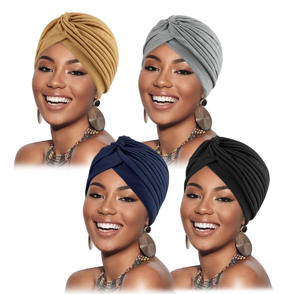 AQOKKA turbante elástico con pliegues, ajuste cómodo y transpirable.