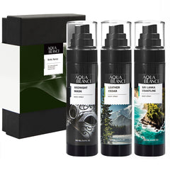 AQUA BLANCE spray corporal para hombres, enfoque en el envase y frescura duradera.