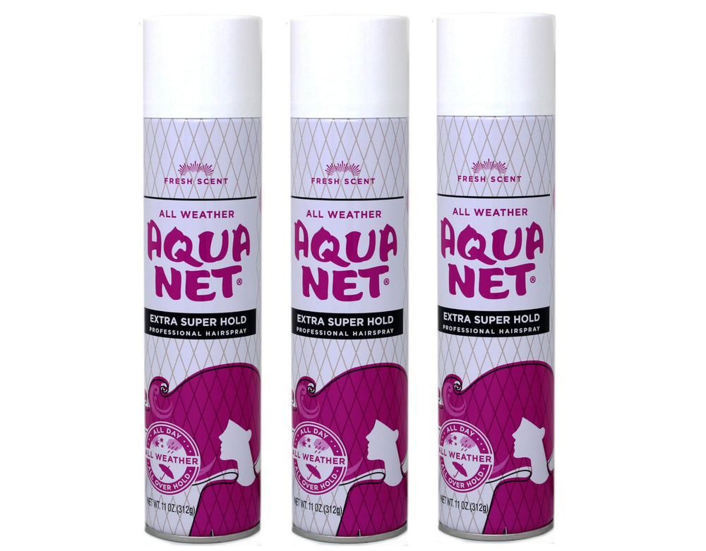 Aqua Net: botella con atomizador para cabello, fijación extra y duradera.