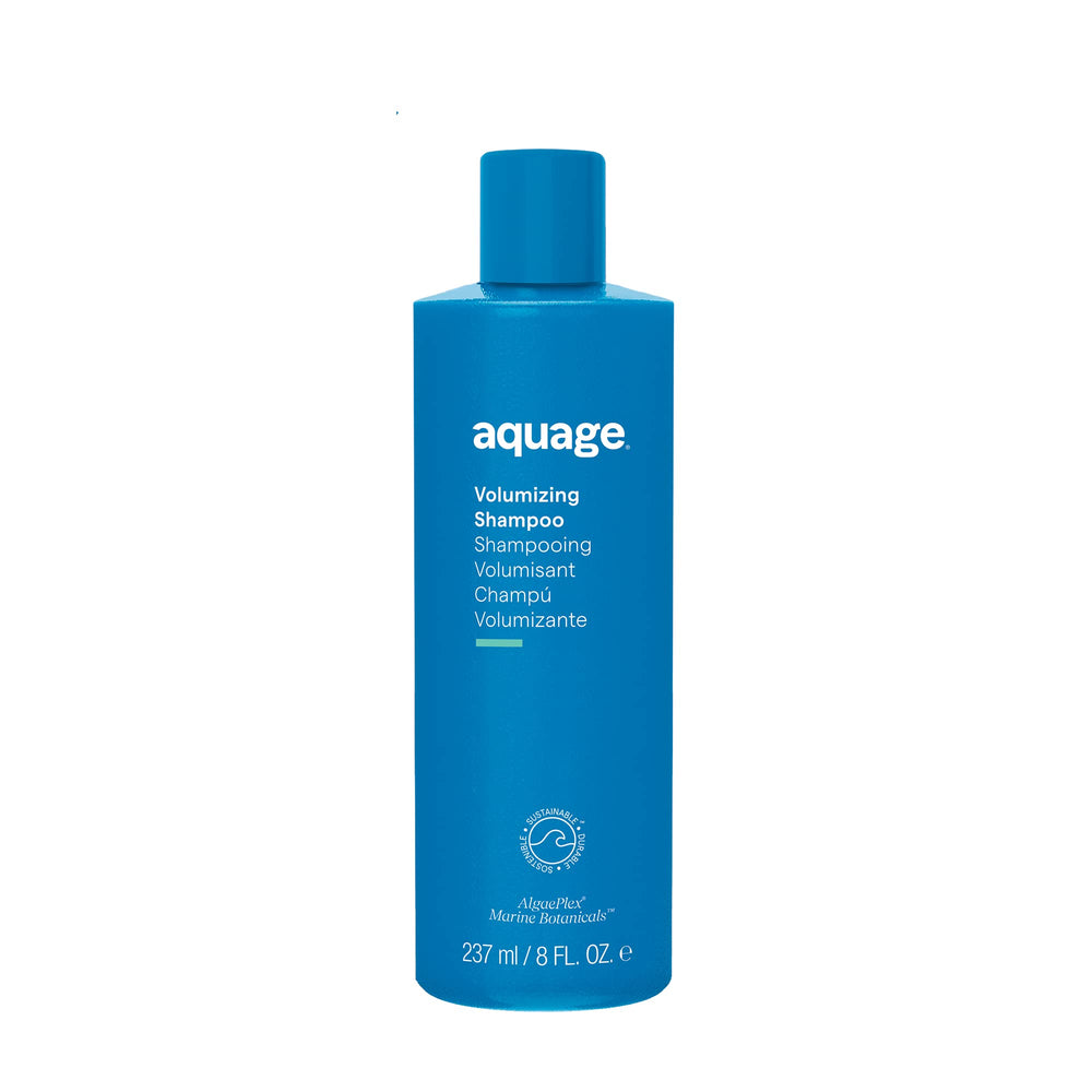 Aquage Champú Voluminizador: bote vertido para un lavado suave y revitalizante.