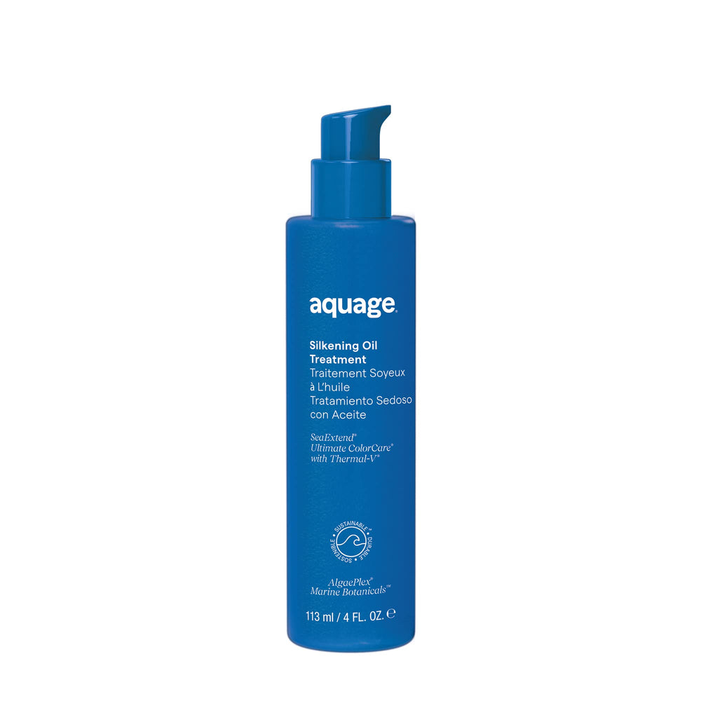Aquage SeaExtend bouteille huile lissante, brillance naturelle sans résidu.