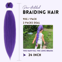 Arcpor extenciones de pelo sintético púrpura preestiradas para trenzas rápidas y duraderas.