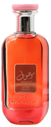 Ard Al Zaafaran Mousuf Wardi, frasco de perfume para mujer con aroma duradero.