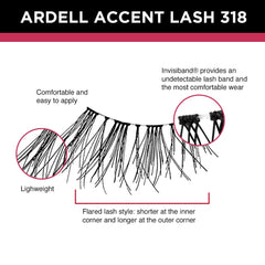 Ardell Accent Pestañas Media 318, adecuada para todos los tipos de ojos, look versátil.