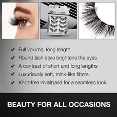 Ardell 3D Faux Mink 863 lashes offering a long-lasting, synthetic glam look.