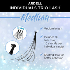 Ardell Trios Medio Negro en uso, aplicación sencilla para volumen ajustable.