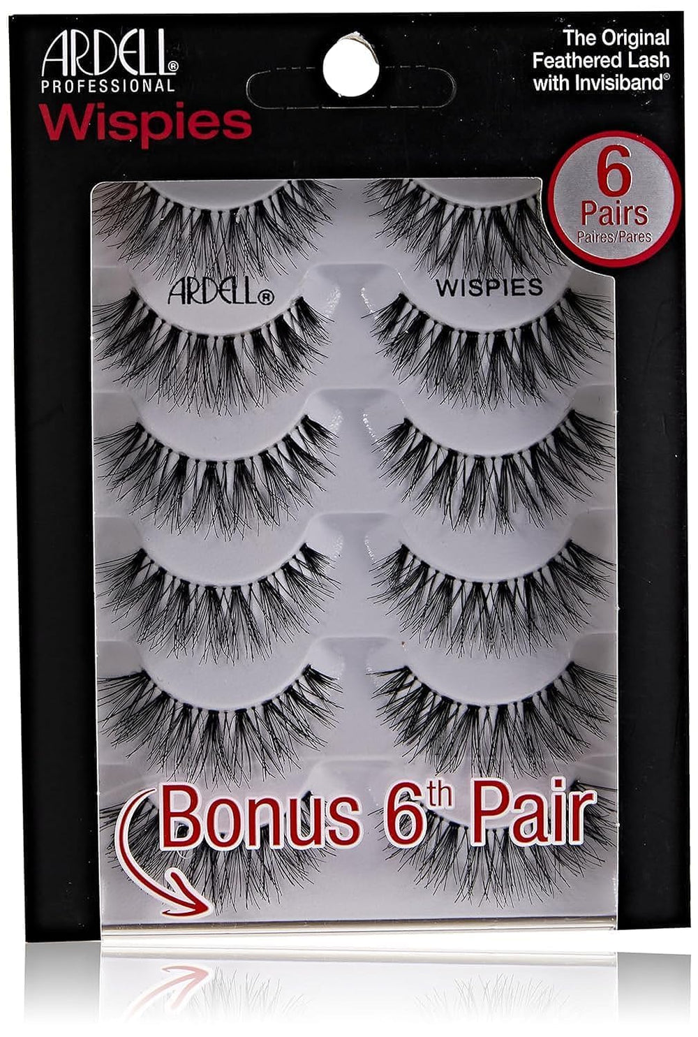 Pestañas Ardell Wispies Black en estuche de 5 pares para estilos variados.