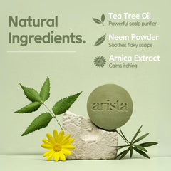 Arista Ayurveda barra champú con extracto de arnica para cabello limpio y suave.