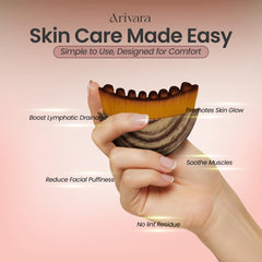 Arivara cepillo facial ergonomico facilita deslizamientos suaves para uso diario.