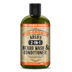 Arlo's dos-en-uno champú-barba botella para lavado suave y refrescante.