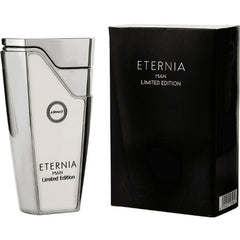 Armaf Eternia Man bottle closeup, long-lasting scent ideal for confident daytime or evening occasions.