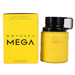 Empaque de lujo de Odyssey Mega Edp Armaf, perfil aromático intenso.