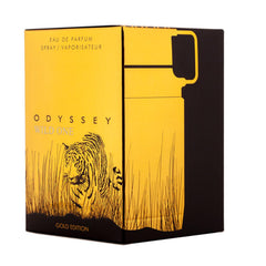 Odyssey Wild One Gold Edition de Armaf, botella trasera con diseño dorado y lujoso.