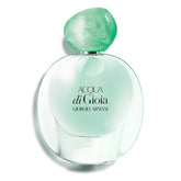 Armani Beauty Acqua di Gioia: botella verde con diseño elegante para refrescar el día.