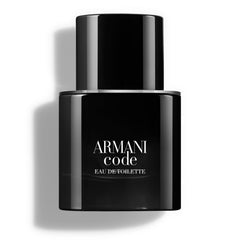 Armani Code: botella detalle negro, elegancia para cenas y eventos.