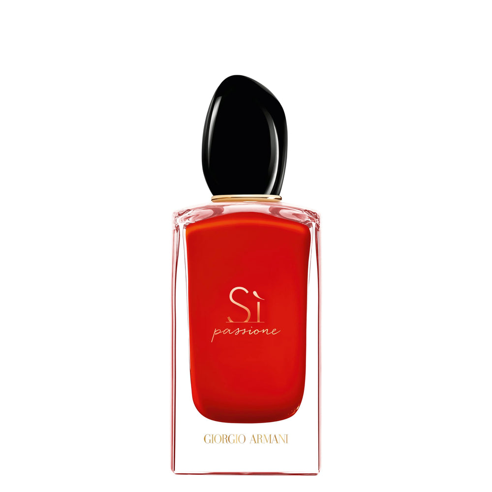 Armani Si Passione, botella dorada, diseño premium para uso diario con presencia.