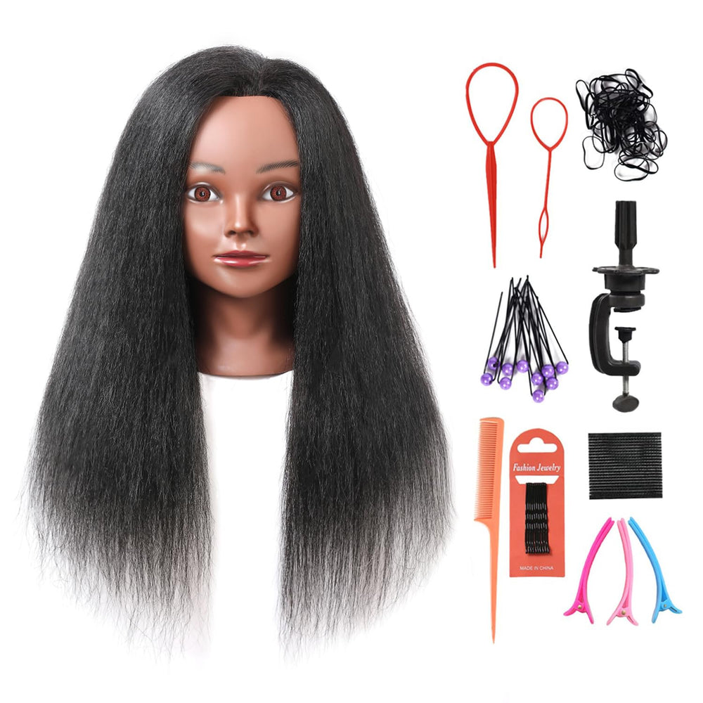 Armmu cabeza de maniquí con cabello 100% real para practicar peinados realistas