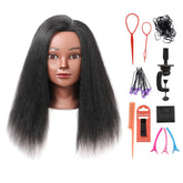 Cabeza Armmu con pelo real de 14 pulgadas, ideal para practicar peinados en casa o aula.