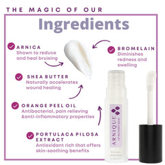Arnique balsamo labial con bromelina y manteca de karité para hidratación.