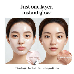 Filme desprendible de la mascarilla AROCELL OFFICIAL cubriendo la piel