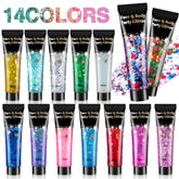 AROIC brillo corporal 14 colores para carnaval, brillo duradero en la piel