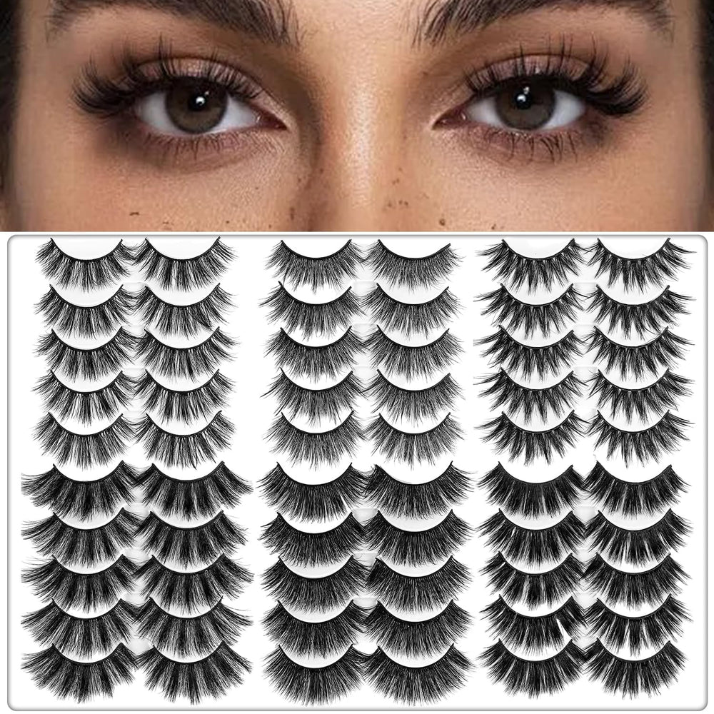 AROIC pestañas falsas 30 pares en 3D-6D para un look voluminoso y natural.