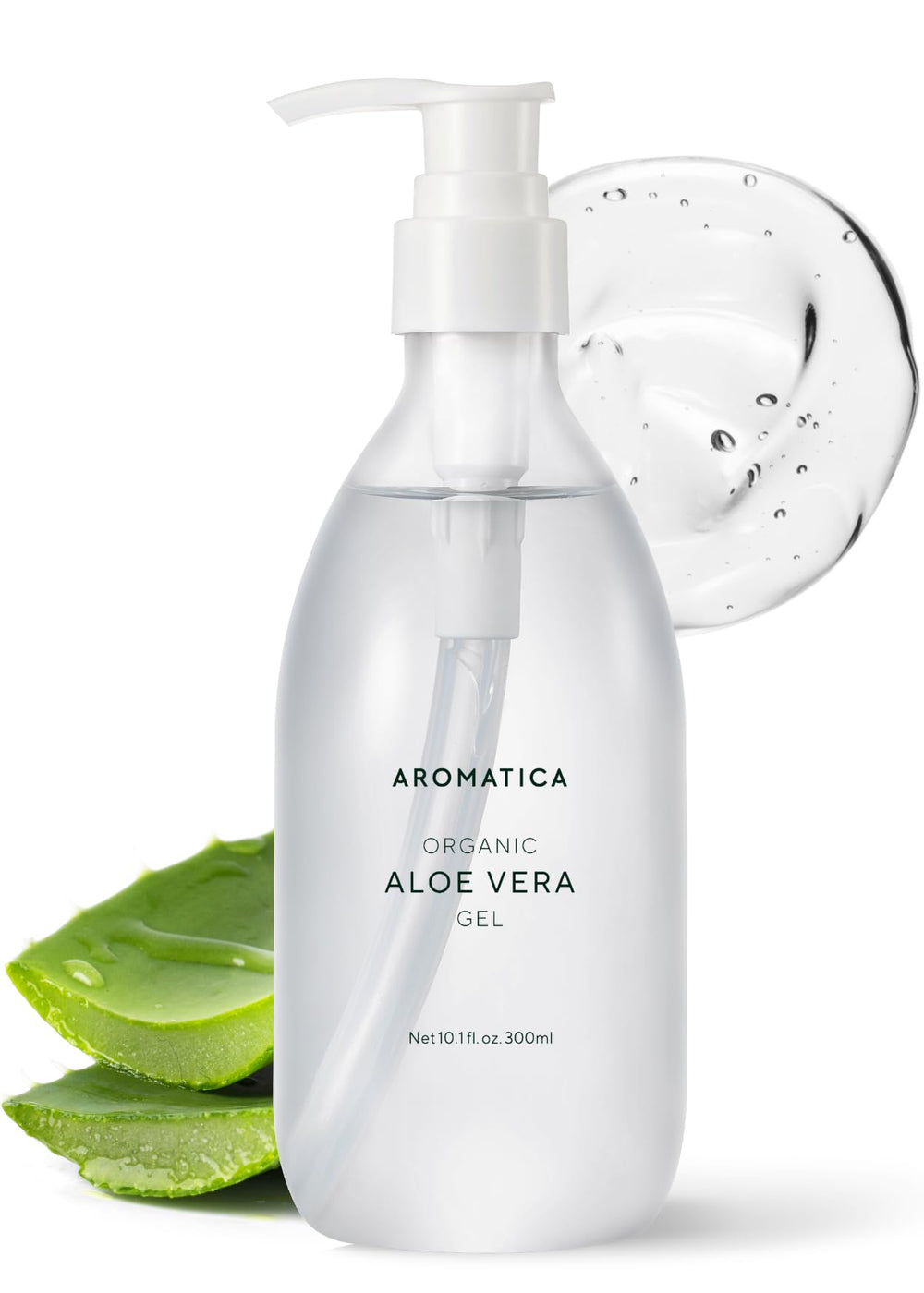 AROMATICA Gel de Aloe Vera Orgánico 300 ml en botella, calma piel y cabello.