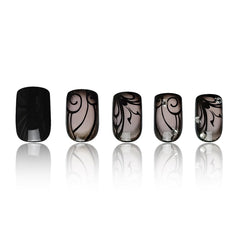 AROVFAM uñas con diseño curva y línea, acabado elegante para eventos